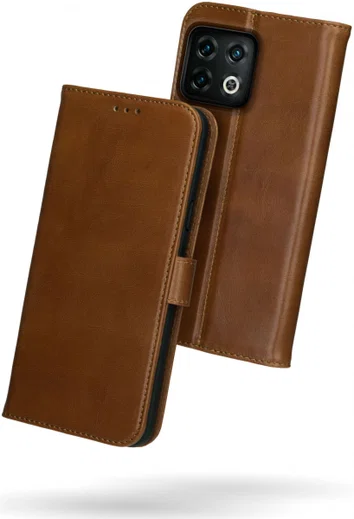 Rosso Deluxe OnePlus 10 Pro Hoesje Echt Leer Book Case Bruin afbeelding 8