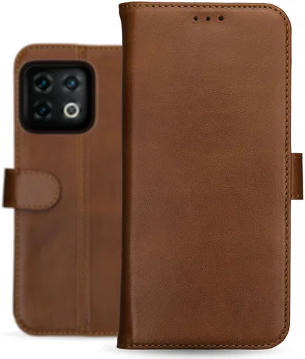 Rosso Deluxe OnePlus 10 Pro Hoesje Echt Leer Book Case Bruin afbeelding 9