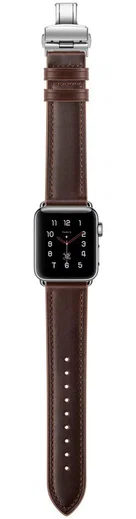 Apple Watch 1-10/SE/Ultra - 49/45/44/42MM - Leren Bandje met Metalen Sluiting afbeelding 5
