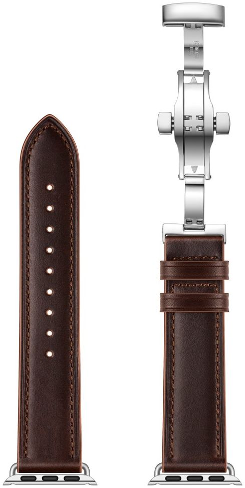 Apple Watch 1-10/SE/Ultra - 49/45/44/42MM - Leren Bandje met Metalen Sluiting afbeelding 6