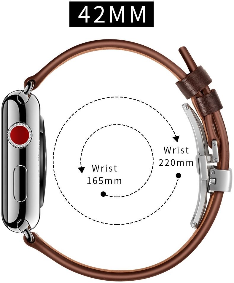 Apple Watch 1-10/SE/Ultra - 49/45/44/42MM - Leren Bandje met Metalen Sluiting afbeelding 8