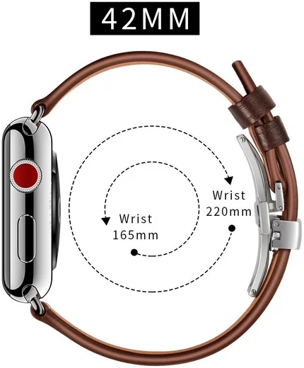 Apple Watch 1-10/SE/Ultra - 49/45/44/42MM - Leren Bandje met Metalen Sluiting afbeelding 8