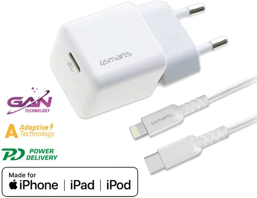 4smarts 30W USB-C Snellader met Apple Lightning Kabel 1.5M MFi Wit afbeelding 3