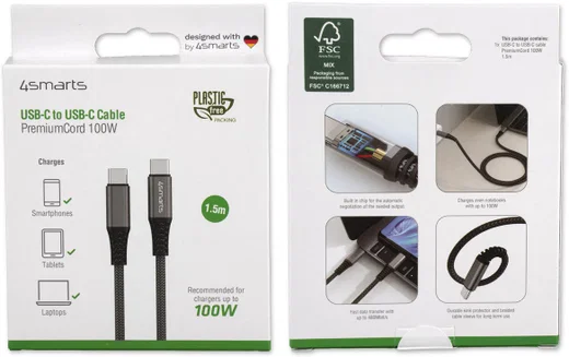 4smarts PremiumCord 100W USB-C naar USB-C Kabel 5A 1.5M Zwart afbeelding 12