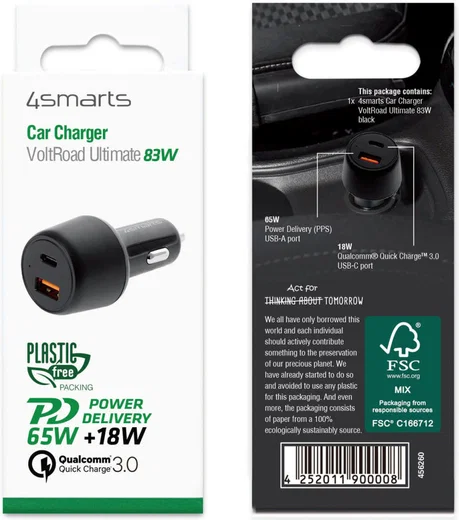 4smarts Fast Charge Auto Snellader 83W met PD en Quick Charge Zwart afbeelding 13