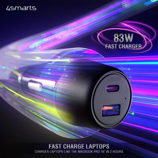 4smarts Fast Charge Auto Snellader 83W met PD en Quick Charge Zwart afbeelding 5