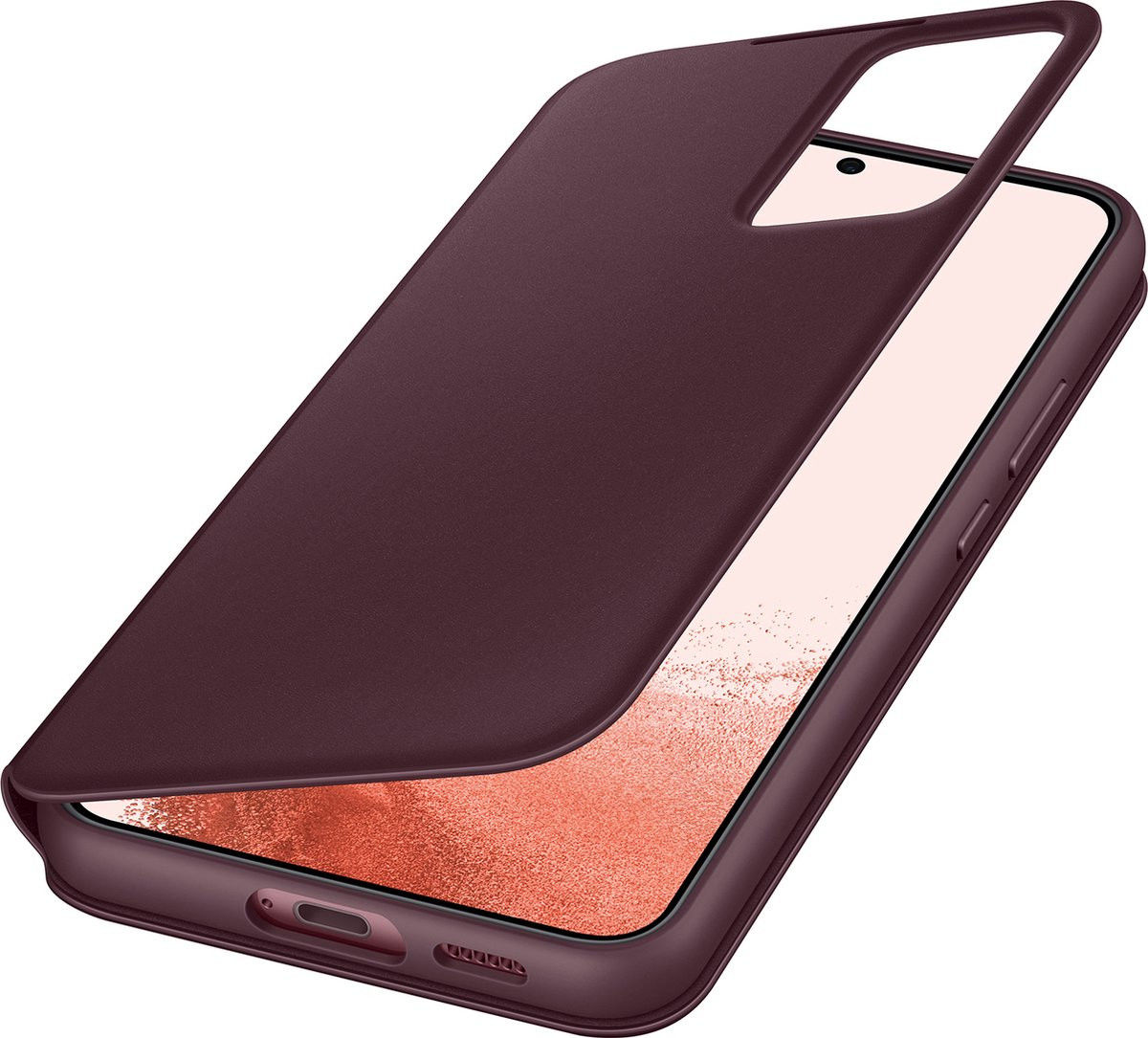 Origineel Samsung S22 Plus Hoesje Smart Clear View Cover Burgundy afbeelding 2
