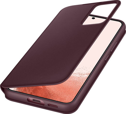 Origineel Samsung S22 Plus Hoesje Smart Clear View Cover Burgundy afbeelding 2