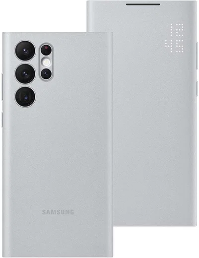 Origineel Samsung Galaxy S22 Ultra Hoesje Smart LED View Cover Grijs afbeelding 5