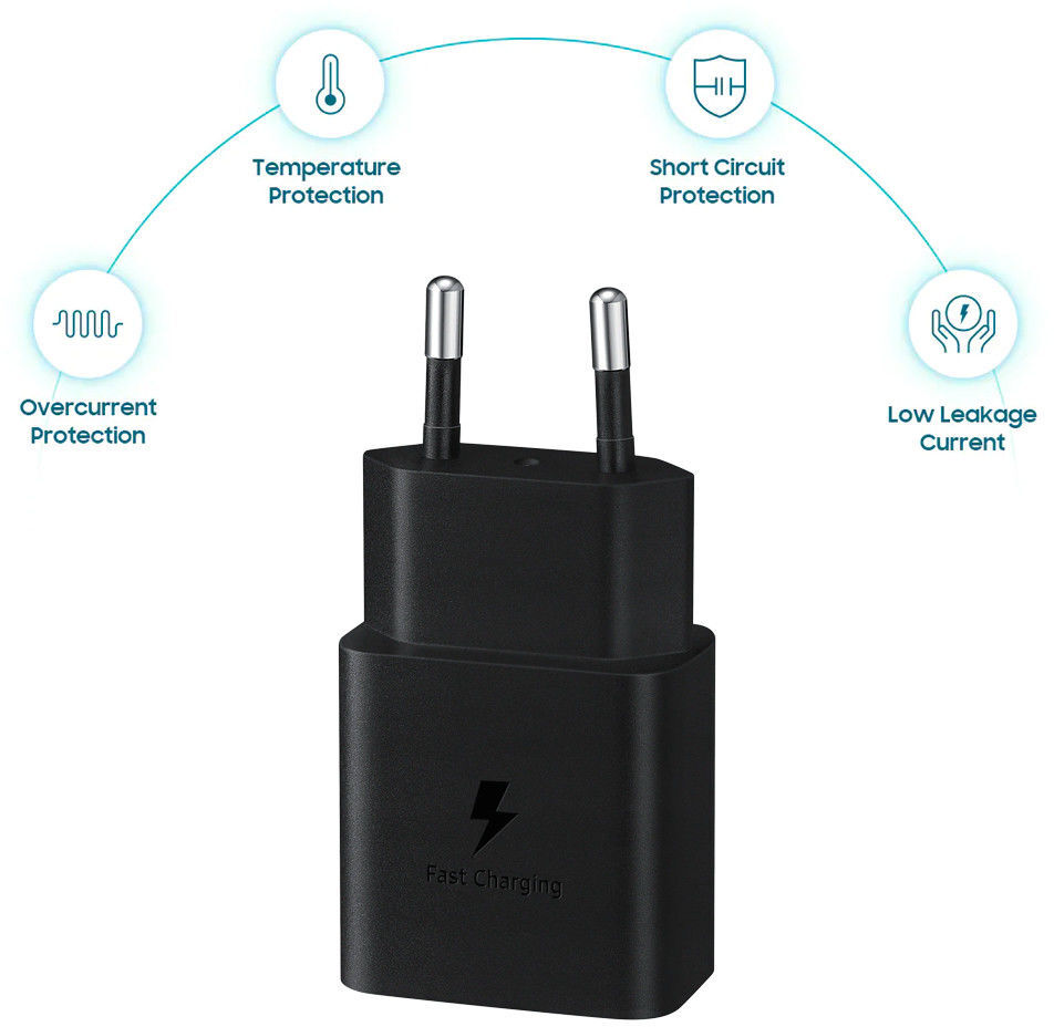 Originele Samsung 15W Power Adapter met USB-C Kabel 1 Meter 3A Zwart afbeelding 4