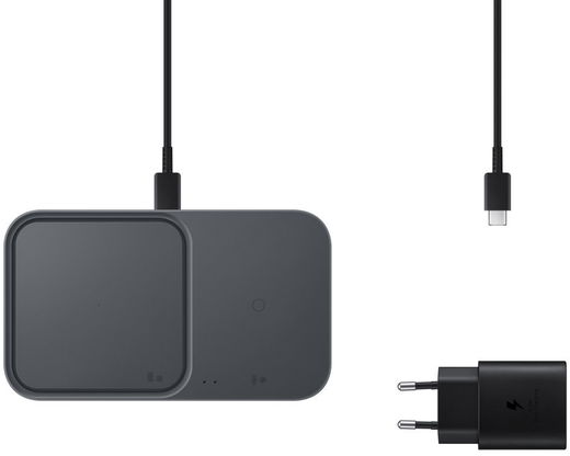 Originele Samsung Wireless Charger Duo Pad 15W + Adapter 25W Grijs afbeelding 7