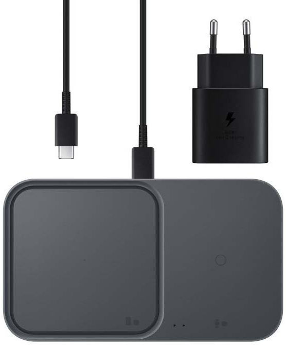 Originele Samsung Wireless Charger Duo Pad 15W + Adapter 25W Grijs afbeelding 1