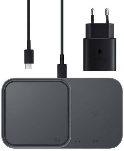 Originele Samsung Wireless Charger Duo Pad 15W + Adapter 25W Grijs afbeelding 1