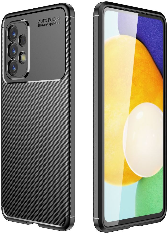 Samsung Galaxy A53 Hoesje Siliconen Carbon TPU Back Cover Zwart afbeelding 4