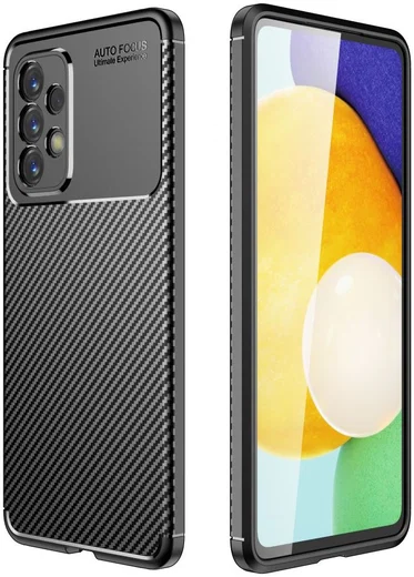 Samsung Galaxy A73 5G Hoesje Siliconen Carbon TPU Back Cover Zwart afbeelding 12