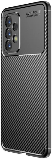 Samsung Galaxy A73 5G Hoesje Siliconen Carbon TPU Back Cover Zwart afbeelding 1