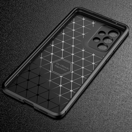 Samsung Galaxy A73 5G Hoesje Siliconen Carbon TPU Back Cover Zwart afbeelding 6
