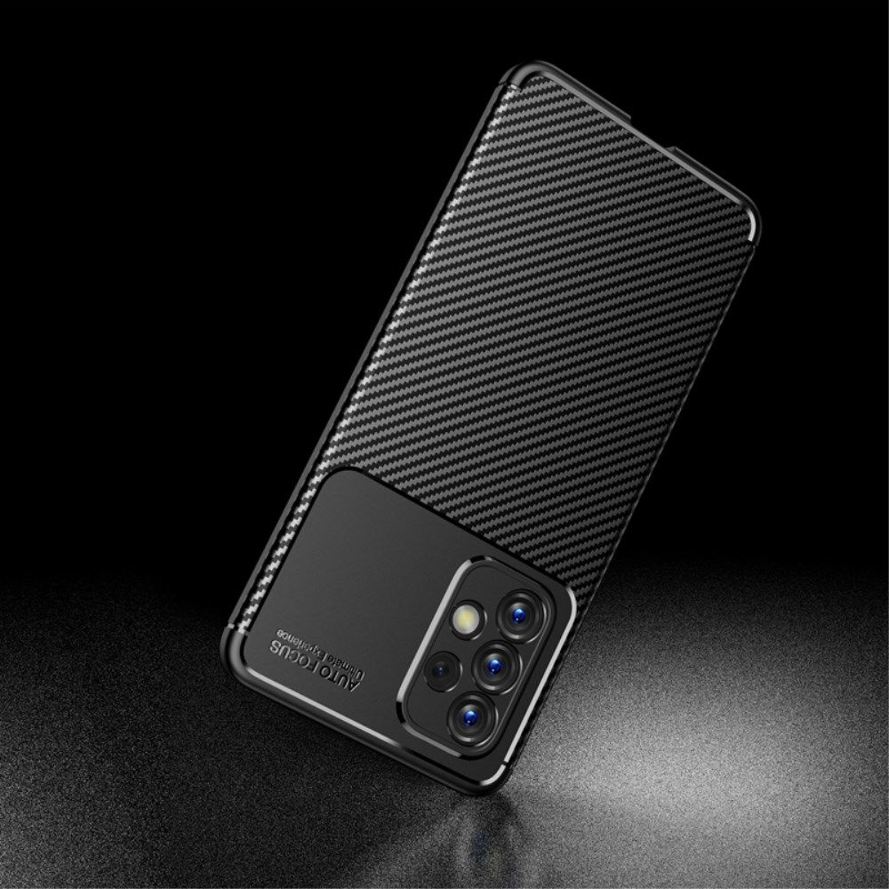 Samsung Galaxy A73 5G Hoesje Siliconen Carbon TPU Back Cover Zwart afbeelding 7