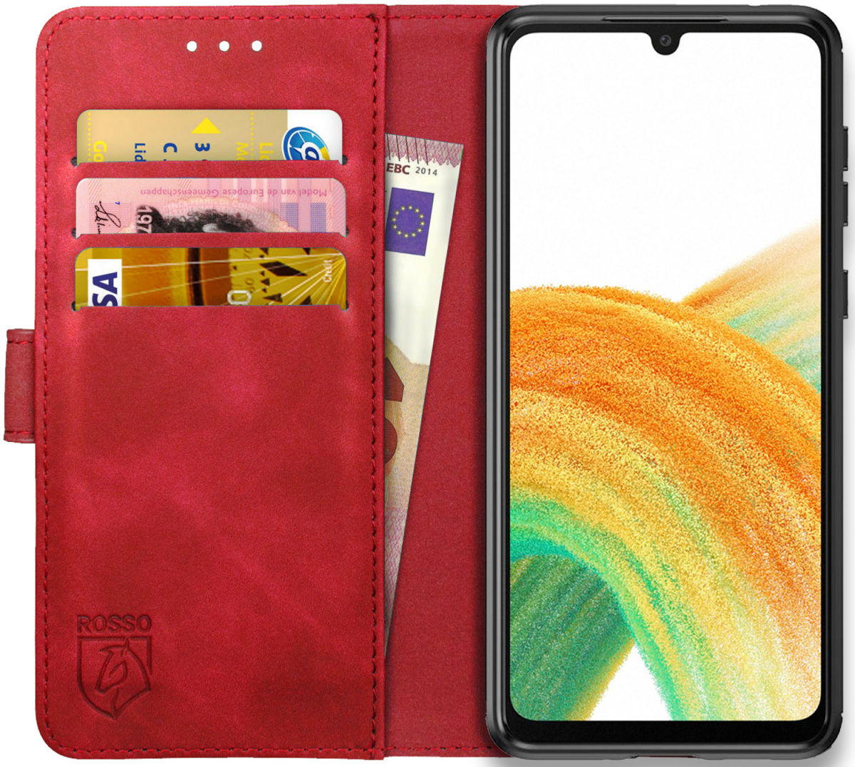 Rosso Element Samsung Galaxy A33 Hoesje Book Cover Wallet Rood afbeelding 1