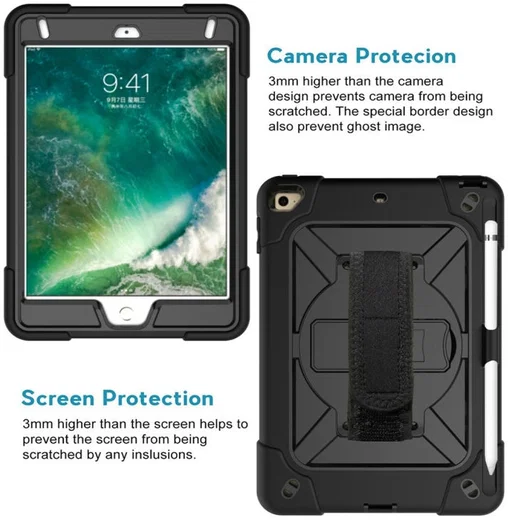 Apple iPad Mini 4/5 Hoes met Screen Protector en Handriem Zwart afbeelding 10