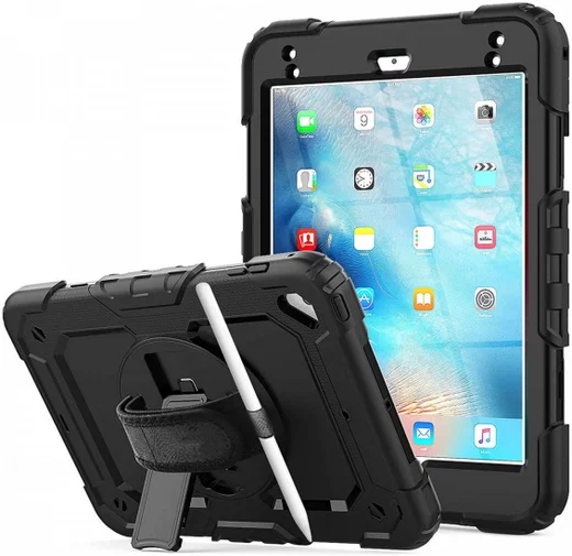 Apple iPad Mini 4/5 Hoes met Screen Protector en Handriem Zwart afbeelding 1