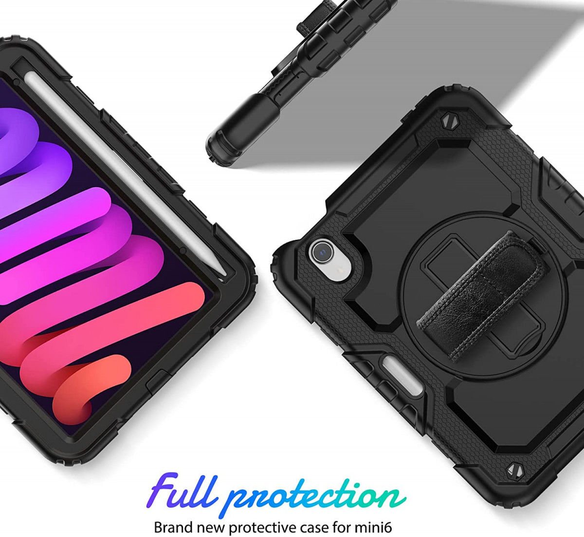 Apple iPad Mini 7 / 6 Hoes met Screen Protector en Handriem Zwart afbeelding 9