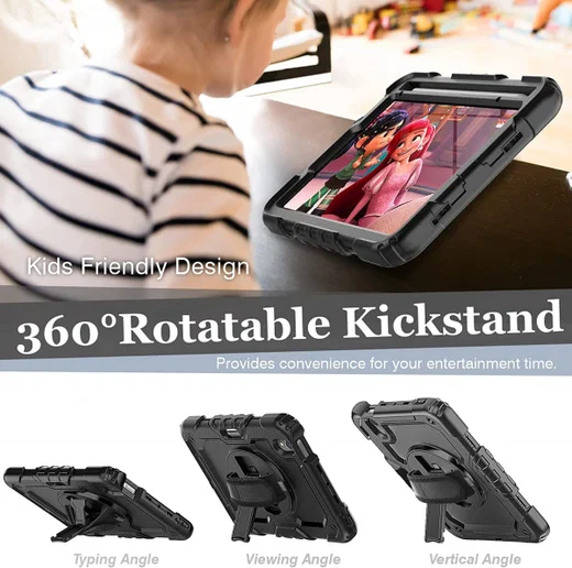 Apple iPad Mini 7 / 6 Hoes met Screen Protector en Handriem Zwart afbeelding 12
