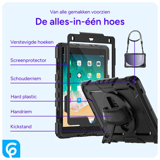 Apple iPad 9.7 (2017/2018) / Air 2 Hoes met Screen Protector en Handriem Zwart afbeelding 4
