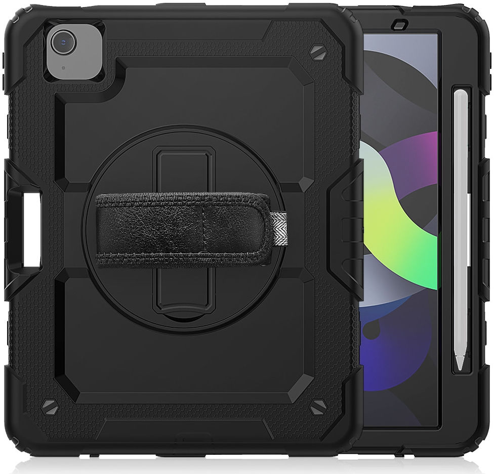 Apple iPad Air (2020/2022) Hoes met Screen Protector en Handriem Zwart afbeelding 14