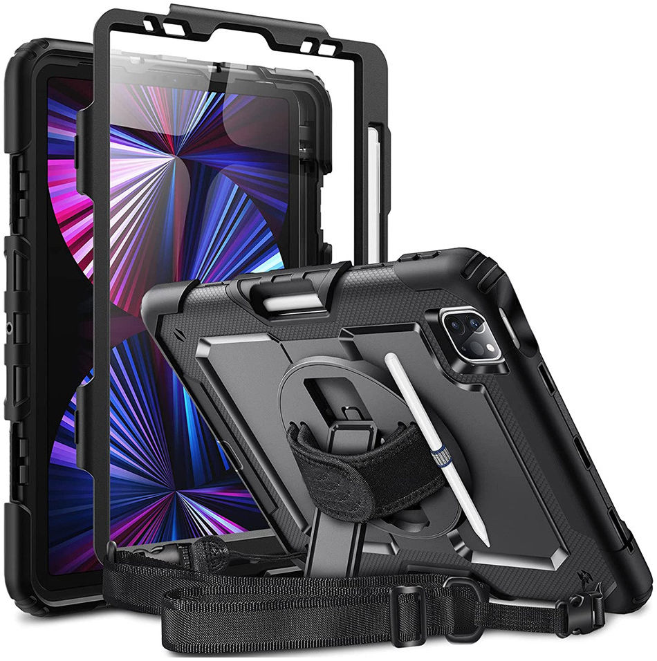 Apple iPad Pro 11 Hoes met Screen Protector en Handriem Zwart afbeelding 1