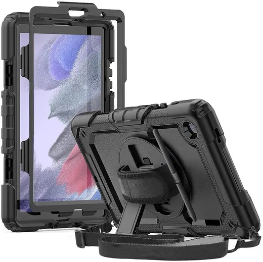 Samsung Galaxy Tab A7 Lite Hoes met Screen Protector en Handriem Zwart afbeelding 1