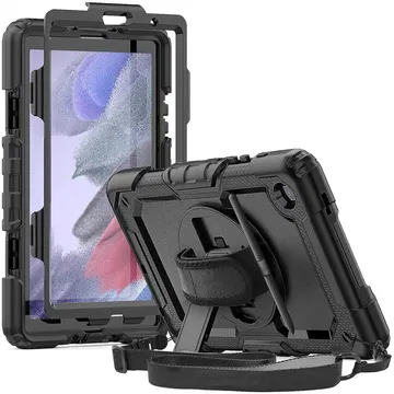 Samsung Galaxy Tab A7 Lite Hoes met Screen Protector en Handriem Zwart