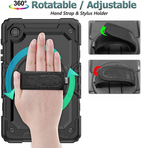 Samsung Galaxy Tab A7 Lite Hoes met Screen Protector en Handriem Zwart afbeelding 9