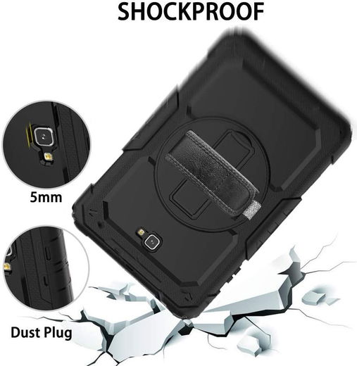 Samsung Galaxy Tab A 10.1 (2016) Hoes met Screen Protector en Handriem Zwart afbeelding 10