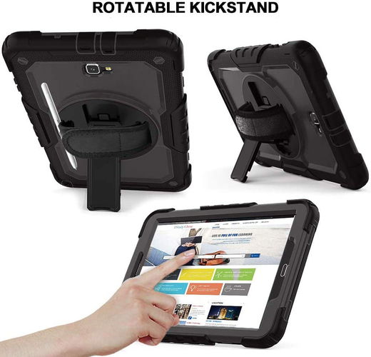 Samsung Galaxy Tab A 10.1 (2016) Hoes met Screen Protector en Handriem Zwart afbeelding 11