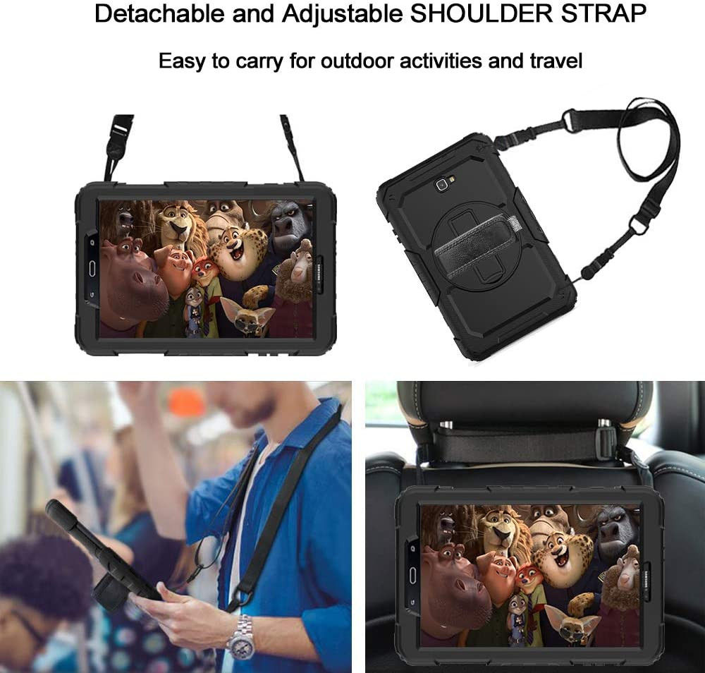 Samsung Galaxy Tab A 10.1 (2016) Hoes met Screen Protector en Handriem Zwart afbeelding 12