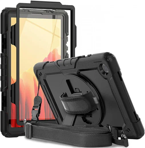 Samsung Galaxy Tab A7 (2022 / 2020) Hoes met Screen Protector en Handriem Zwart afbeelding 1