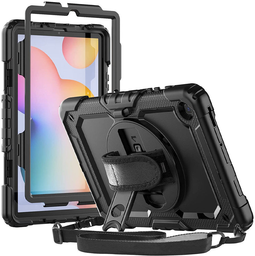 Samsung Galaxy Tab S6 Lite Hoes met Screen Protector en Handriem Zwart afbeelding 1