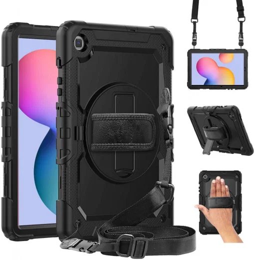 Samsung Galaxy Tab S6 Lite Hoes met Screen Protector en Handriem Zwart afbeelding 15