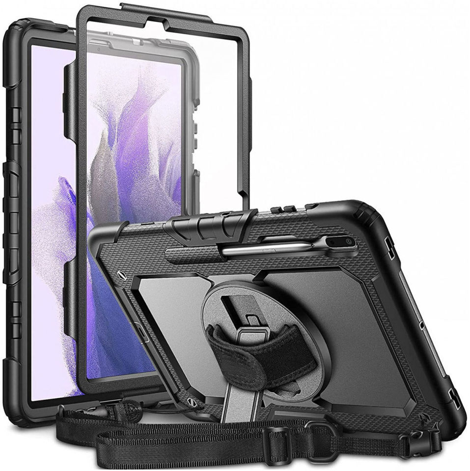 Samsung Galaxy Tab S8+ / S7+ / S7 FE Hoes met Screen Protector en Handriem Zwart afbeelding 1