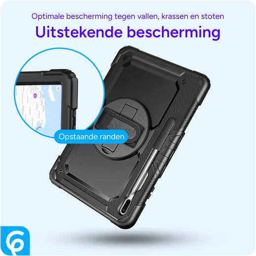 Samsung Galaxy Tab S8+ / S7+ / S7 FE Hoes met Screen Protector en Handriem Zwart afbeelding 2