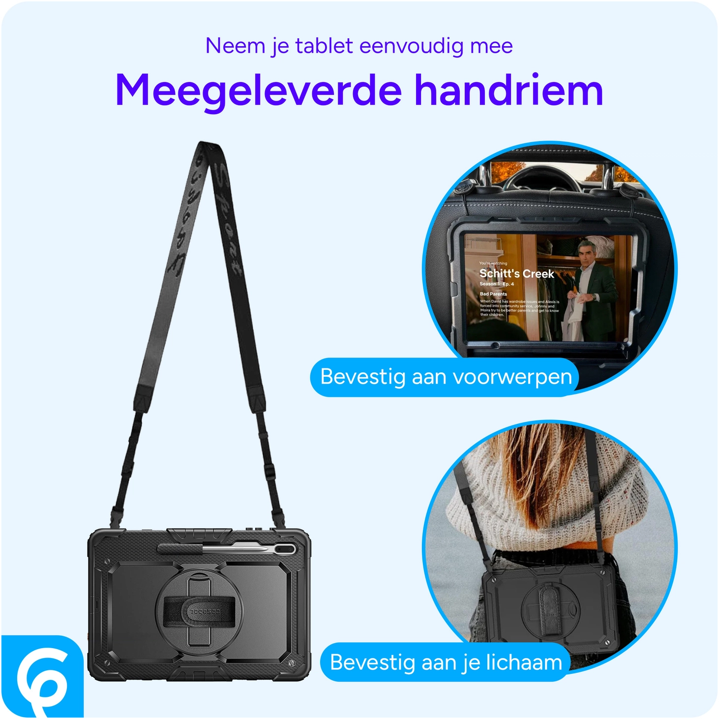 Samsung Galaxy Tab S8+ / S7+ / S7 FE Hoes met Screen Protector en Handriem Zwart afbeelding 6