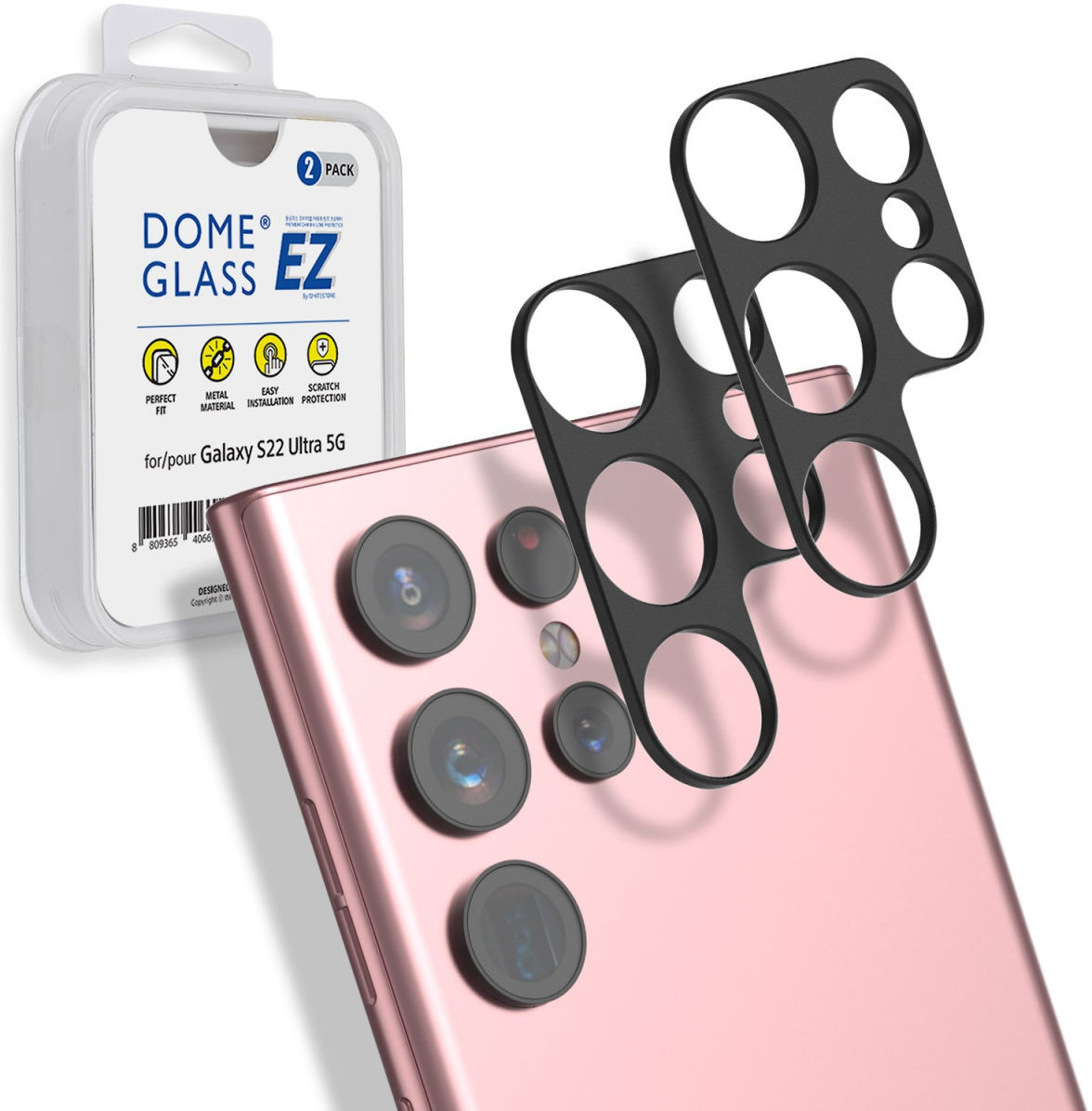 Whitestone Camera EZ Samsung S22 Ultra Camera Protector (2-Pack) afbeelding 1