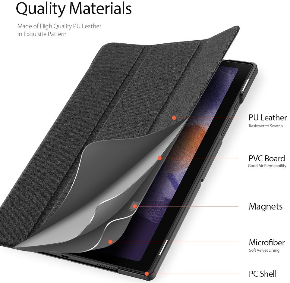 Dux Ducis Domo Samsung Galaxy Tab A8 Hoes Tri-Fold Book Case Zwart afbeelding 5
