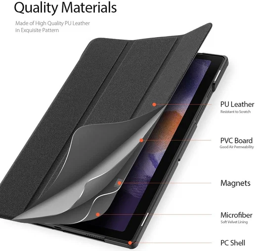 Dux Ducis Domo Samsung Galaxy Tab A8 Hoes Tri-Fold Book Case Zwart afbeelding 5