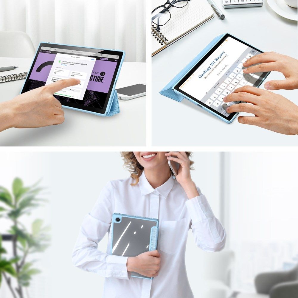 Dux Ducis Toby Samsung Galaxy Tab A8 Hoes Tri-Fold Book Case Blauw afbeelding 6