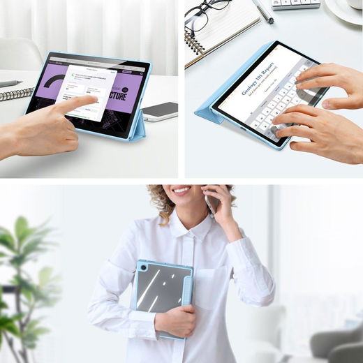 Dux Ducis Toby Samsung Galaxy Tab A8 Hoes Tri-Fold Book Case Blauw afbeelding 6