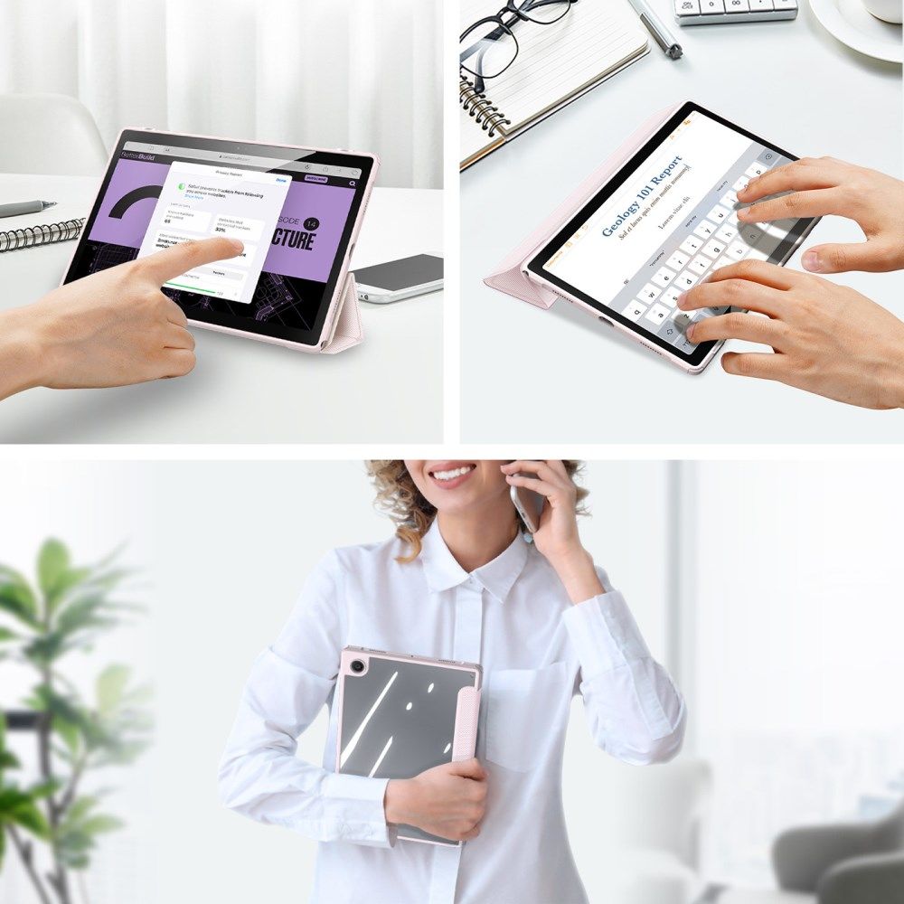 Dux Ducis Toby Samsung Galaxy Tab A8 Hoes Tri-Fold Book Case Roze afbeelding 7