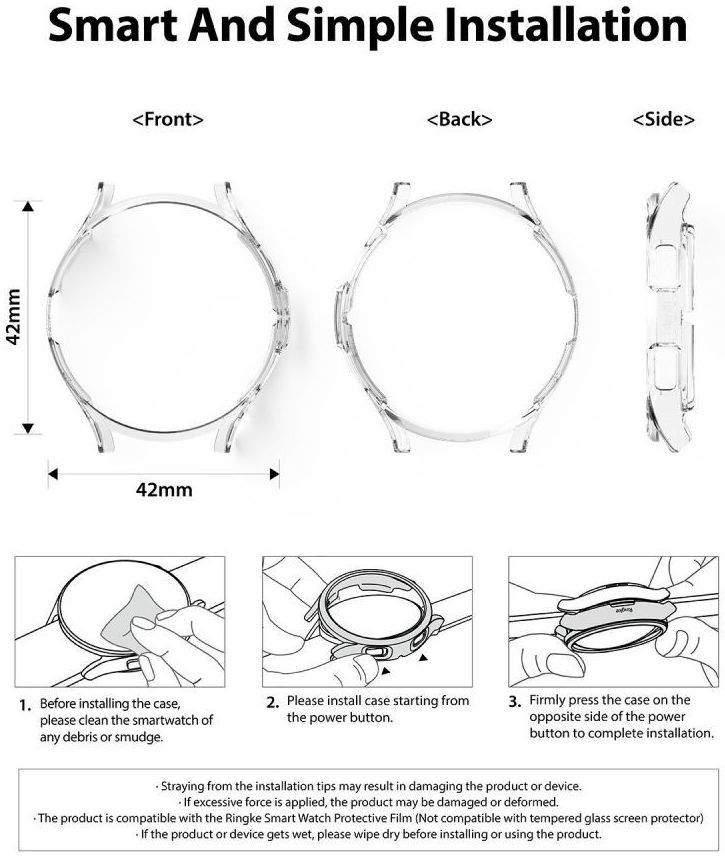 Ringke Slim - Samsung Watch 4 Classic 46MM Hoesje (2P) - Clear Zilver afbeelding 11