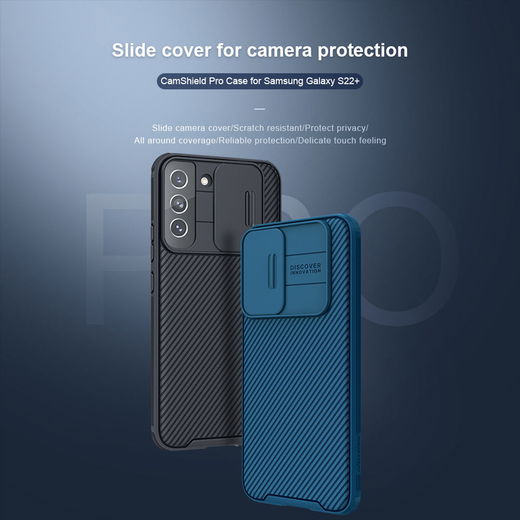 Nillkin CamShield Samsung Galaxy S22 Plus Hoesje Camera Slider Blauw afbeelding 5